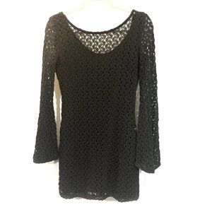 🔥Black Crochet Bell Sleeve Fitted Dress🔥
